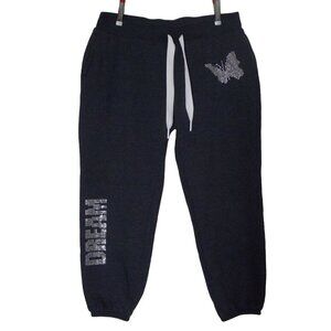 No Boundaries Jogger Pants Juniors XL(15-17)black heather Faux Sherpa Lined crop